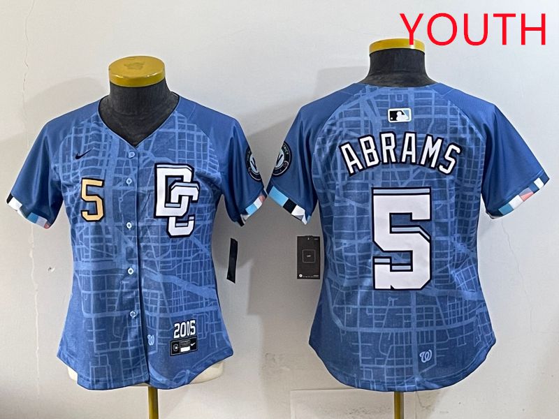 Youth Washington Nationals #5 Abrams Joint Name 2025 Nike MLB Jersey style 8->women mlb jersey->Women Jersey